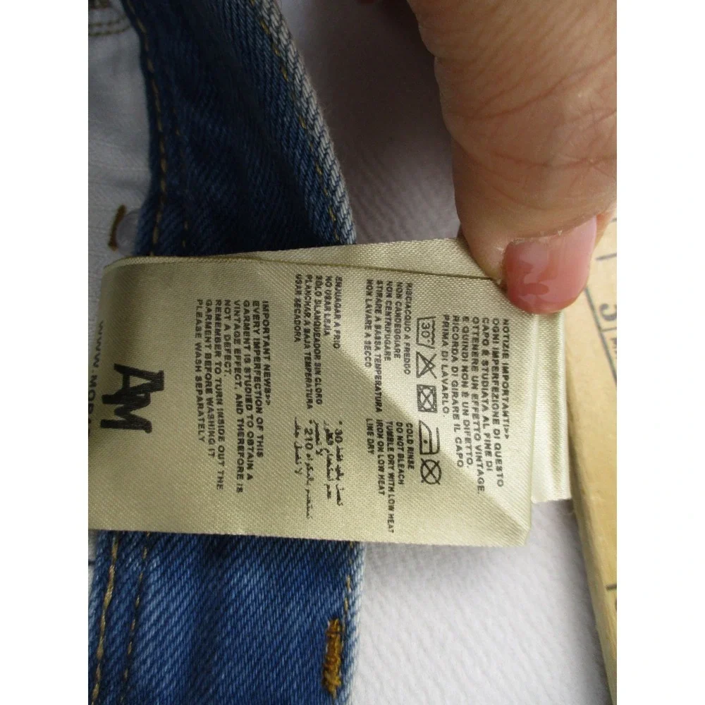 Antony Morato Jeans Mens 30 Blue Gold Denim Slim Fit Light Wash Distressed Vtg